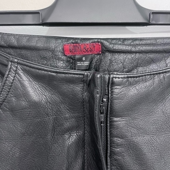 VINTAGE black leather pant size 6 straight leg - Picture 9 of 10